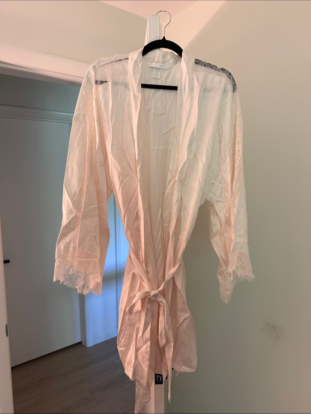 Victoria's Secret Bridal Satin Lace-Trim Robe